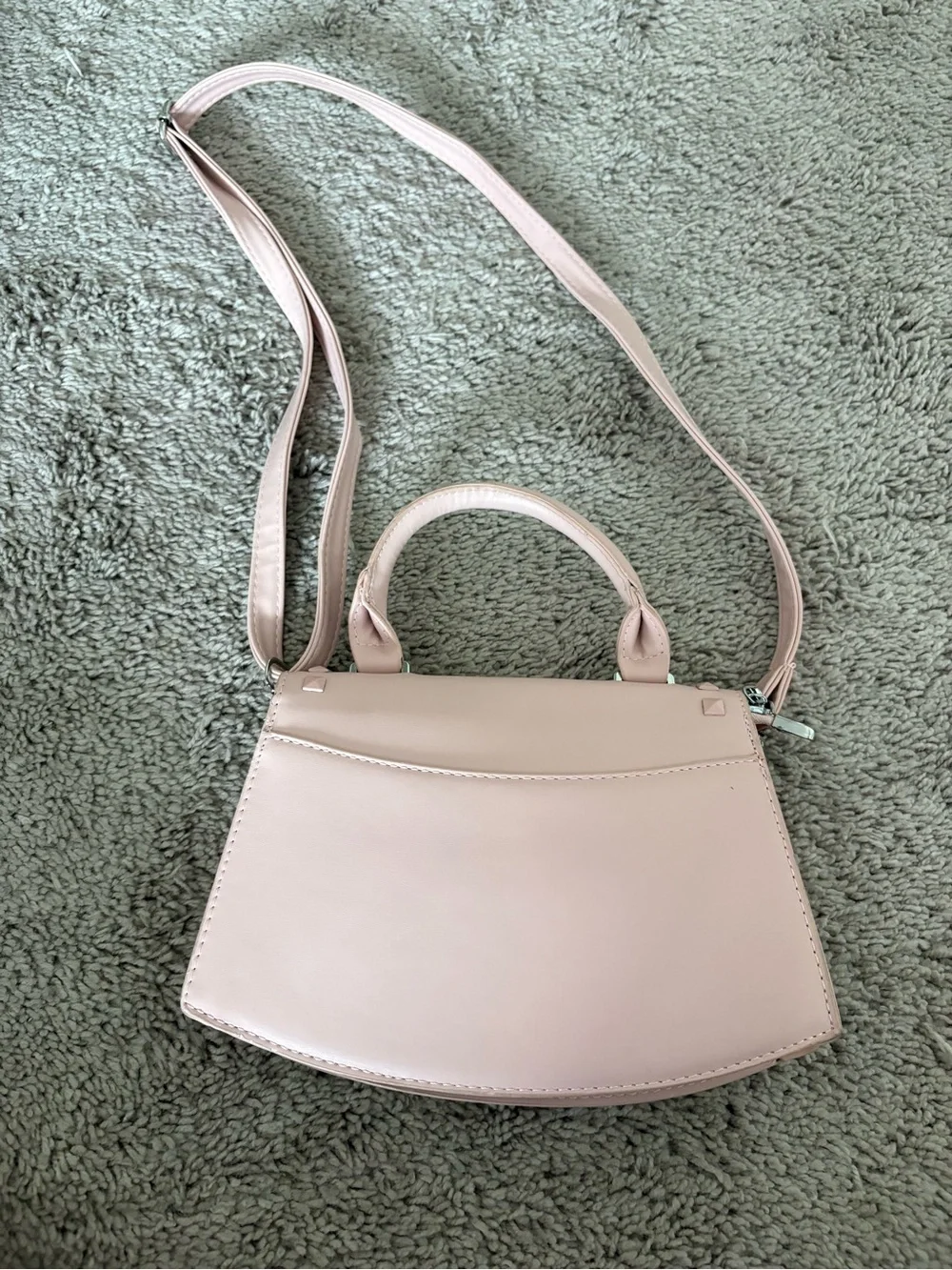 Women's Pink Studded Top-Handle Crossbody Bag
